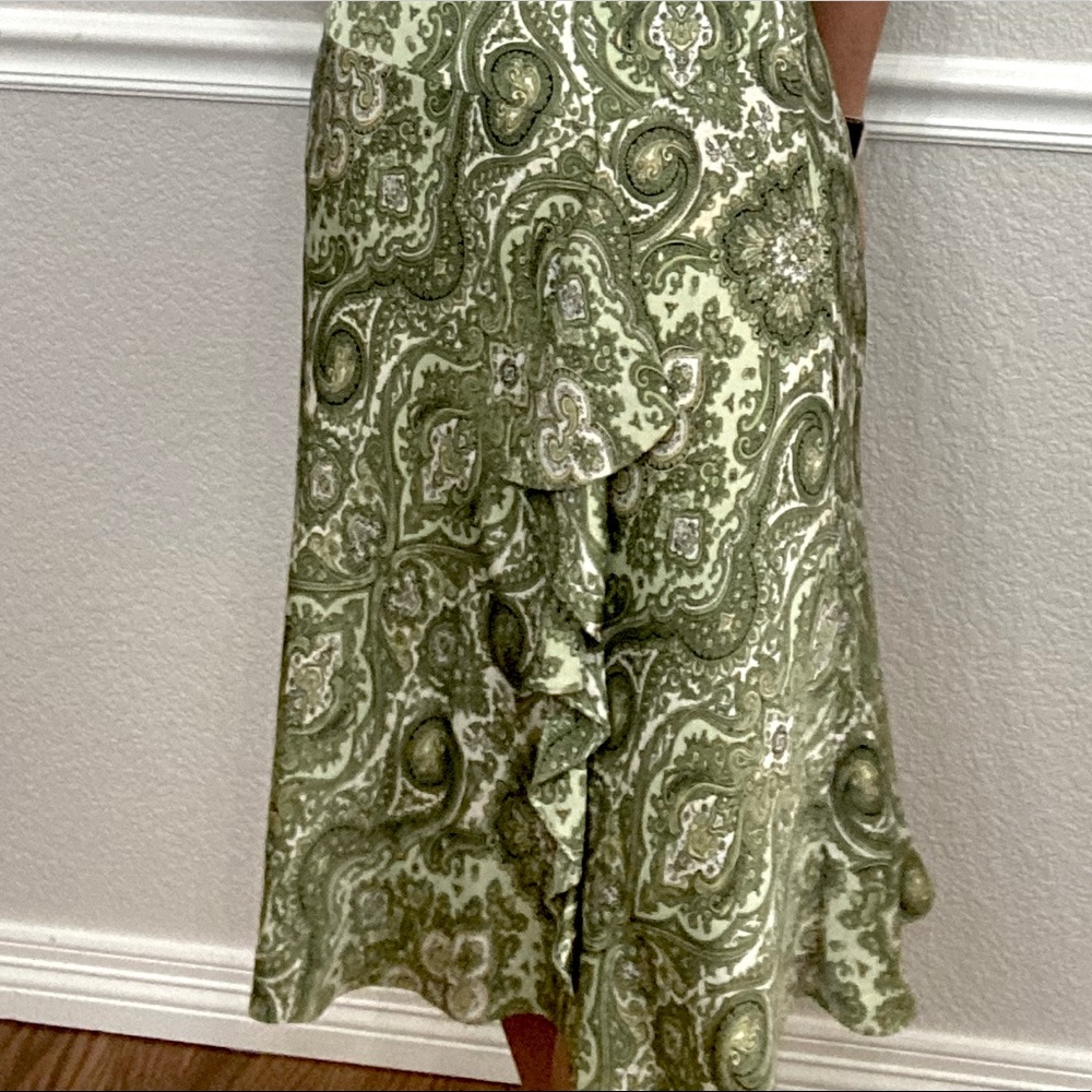 Ann Taylor Silk MIDI Skirt with Ruffle